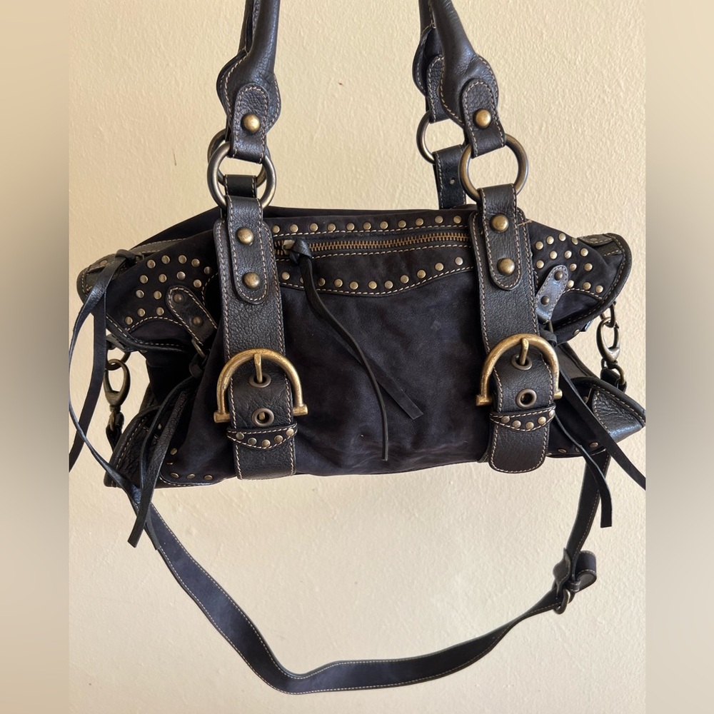 Gianni Chiarini Studded Black Leather Handbag
